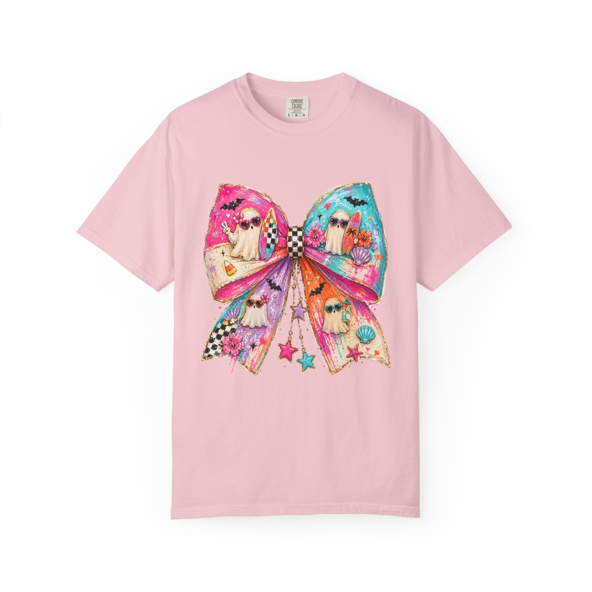 Colorful Bow Graphic T Shirt Cute Rainbow Bow Design
