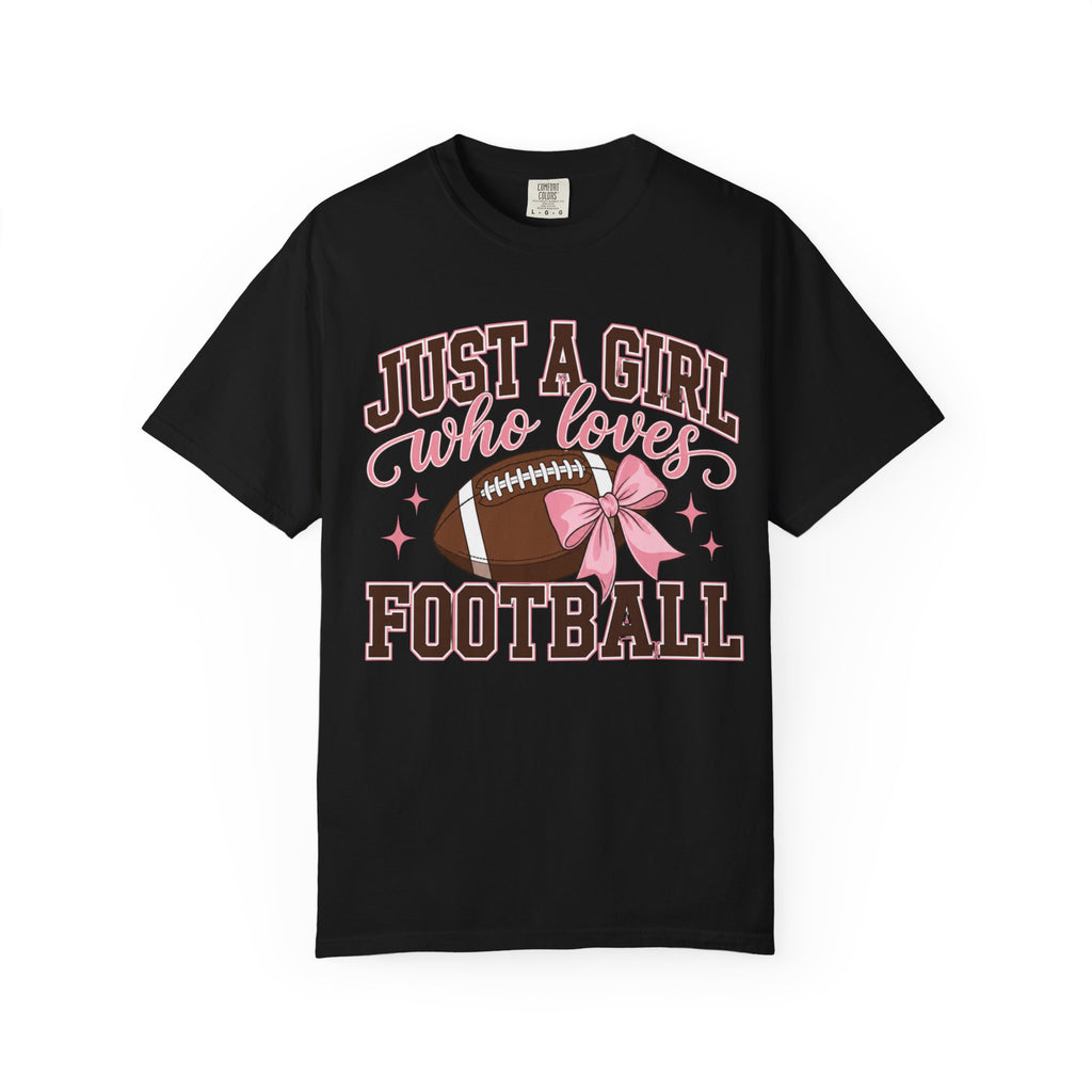 Just A Girl Who Loves Football T Shirt Pink Bow Football Tee