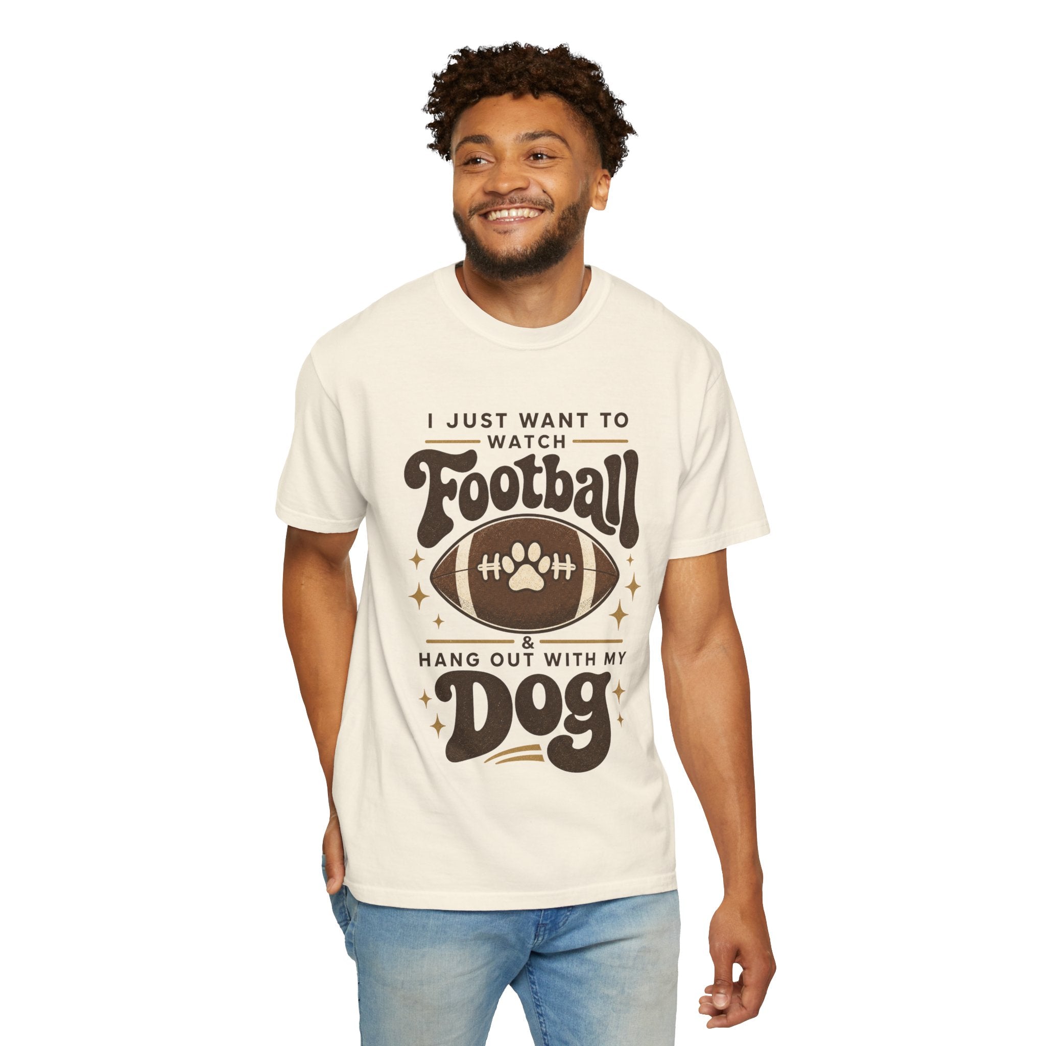 Football and Dog T Shirt I Just Want to Watch Football and Hang Out With My Dog Graphic Tee