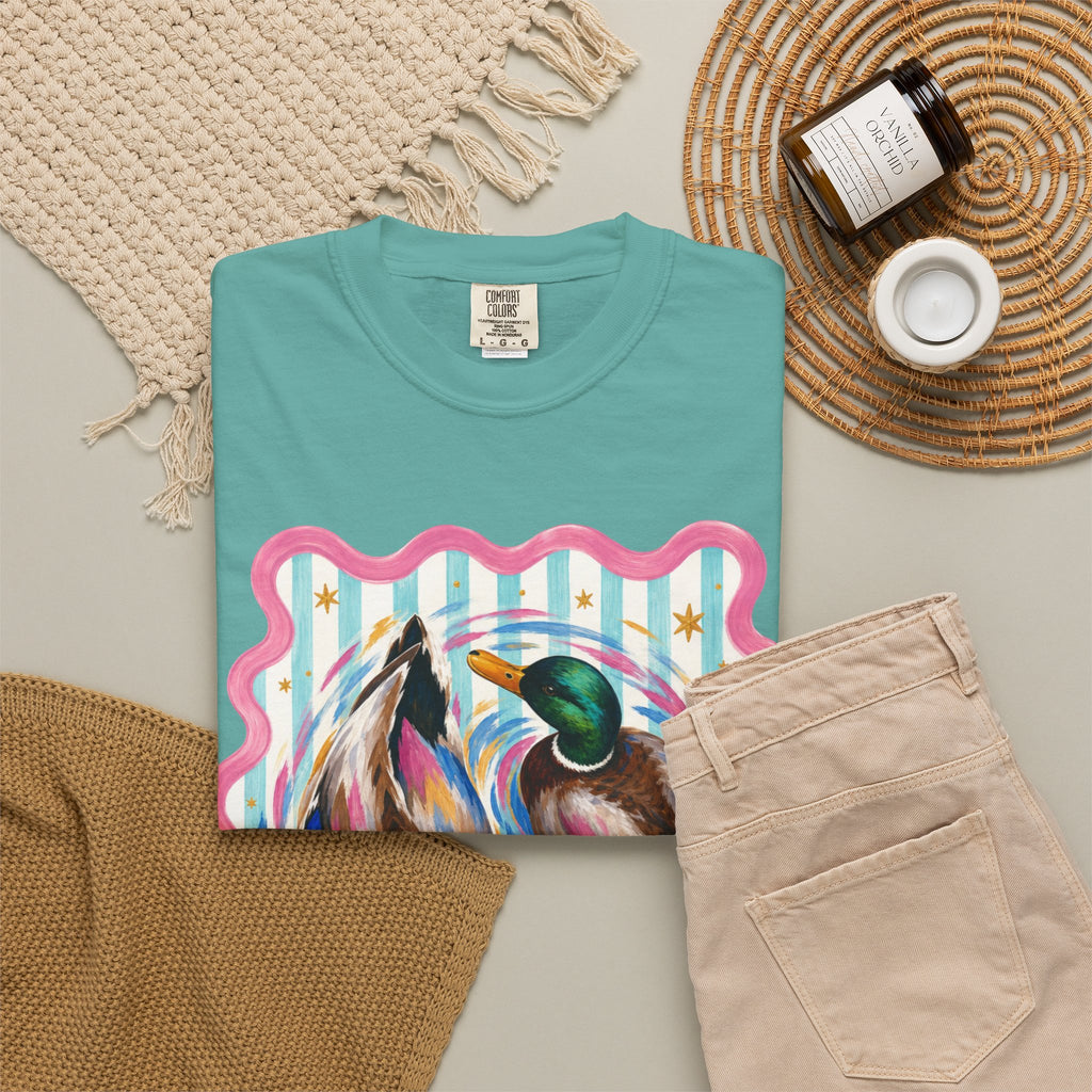Mallard Duck Art T Shirt Colorful Paired Ducks Graphic Tee