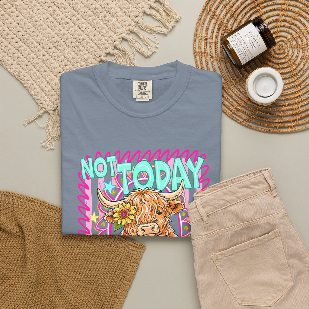 Not Today Heifer T Shirt Cute Highland Cow Graphic Tee