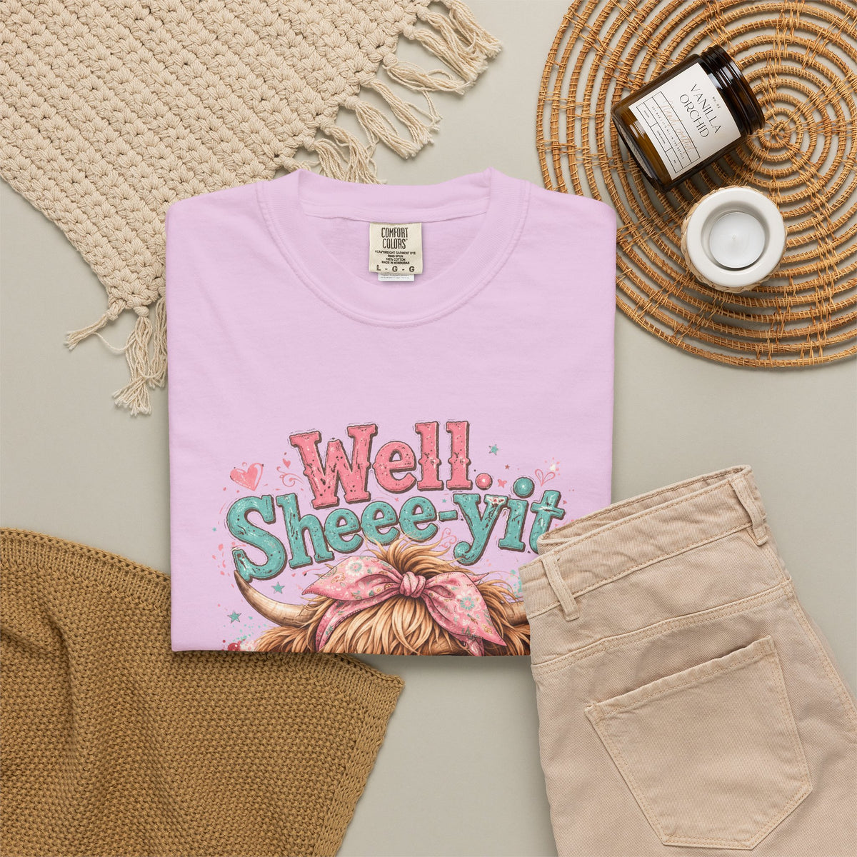T-Shirt Well Sheey it Cute Highland Cow Graphic Tee