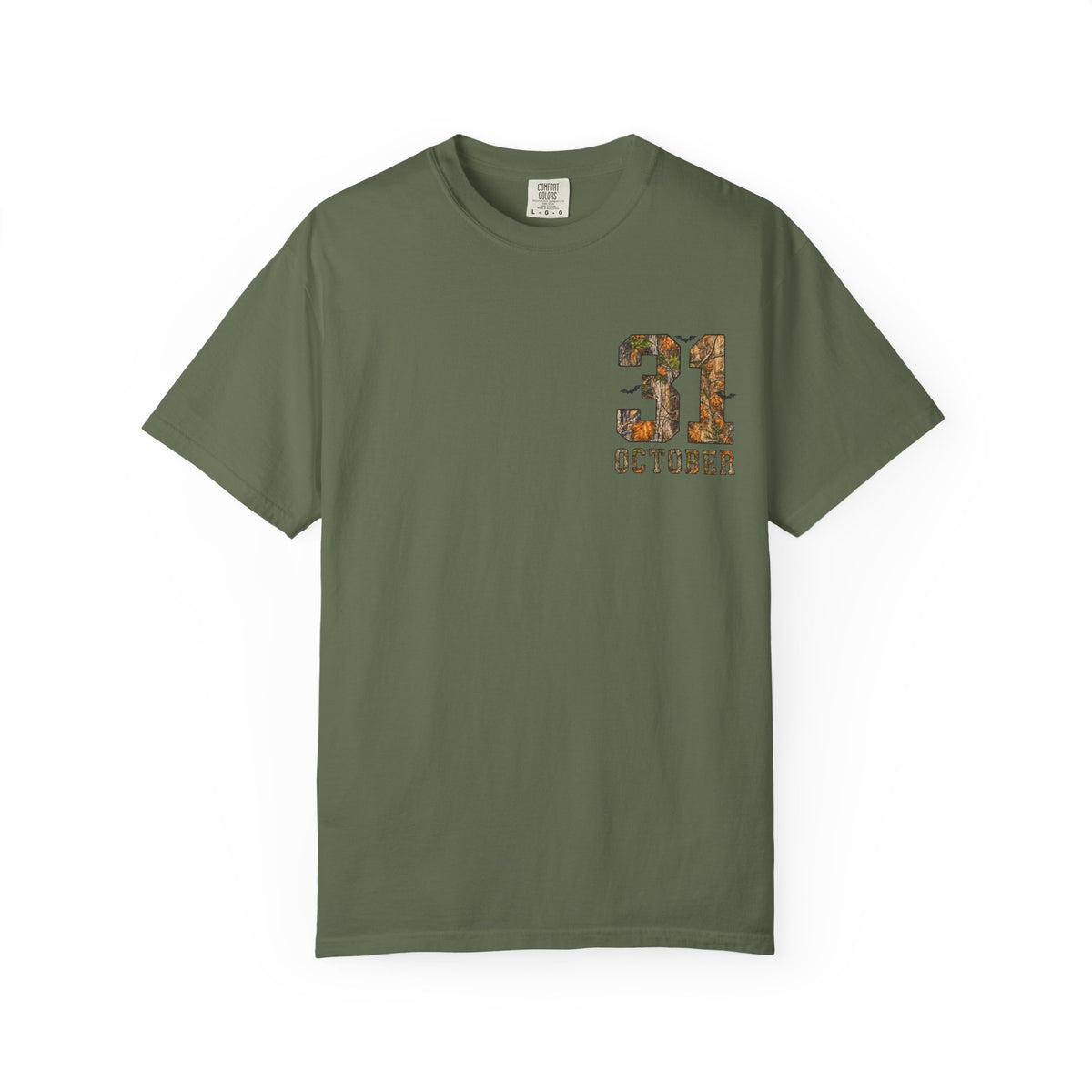 Halloween Ghost Treehouse T Shirt Front and Back 31 October Camo Pumpkin Tee