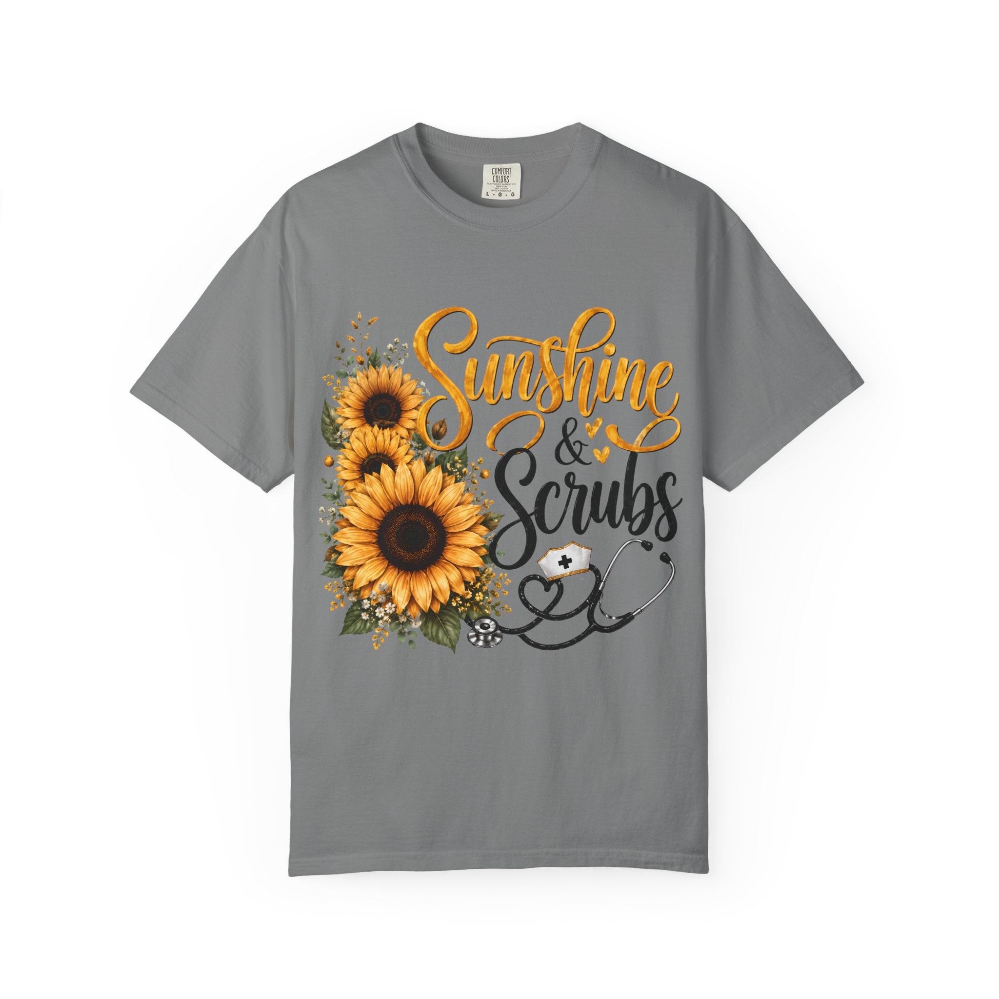 Sunshine and Scrubs Sunflower Nurse T Shirt