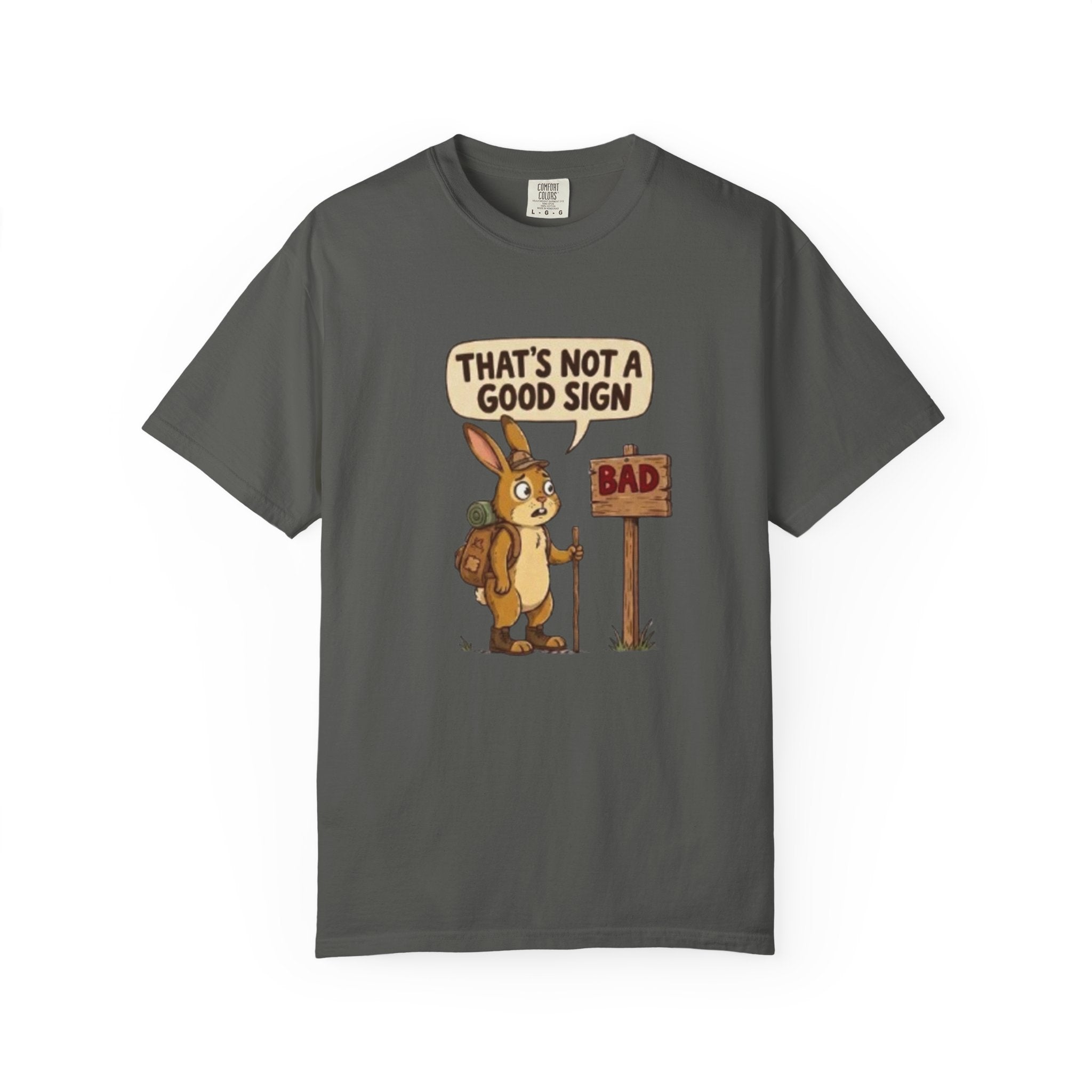 Funny Rabbit T Shirt That’s Not a Good Sign Hiking Bunny Graphic Tee