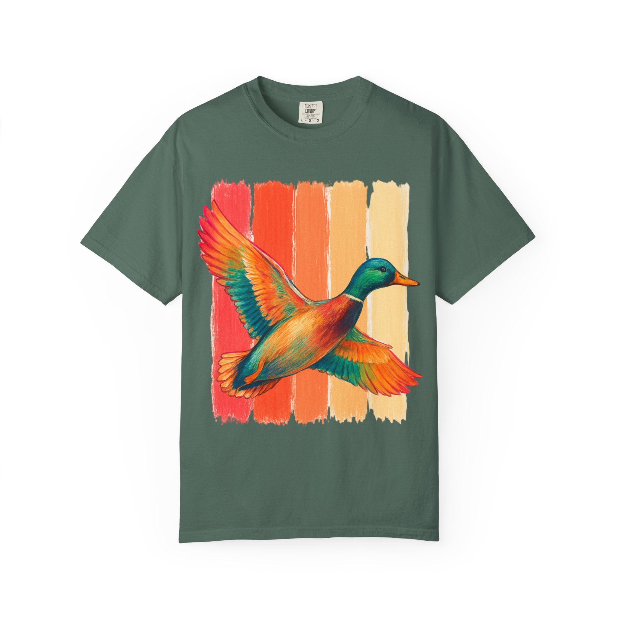 Mallard Duck Graphic T Shirt Vintage Sunset Stripes