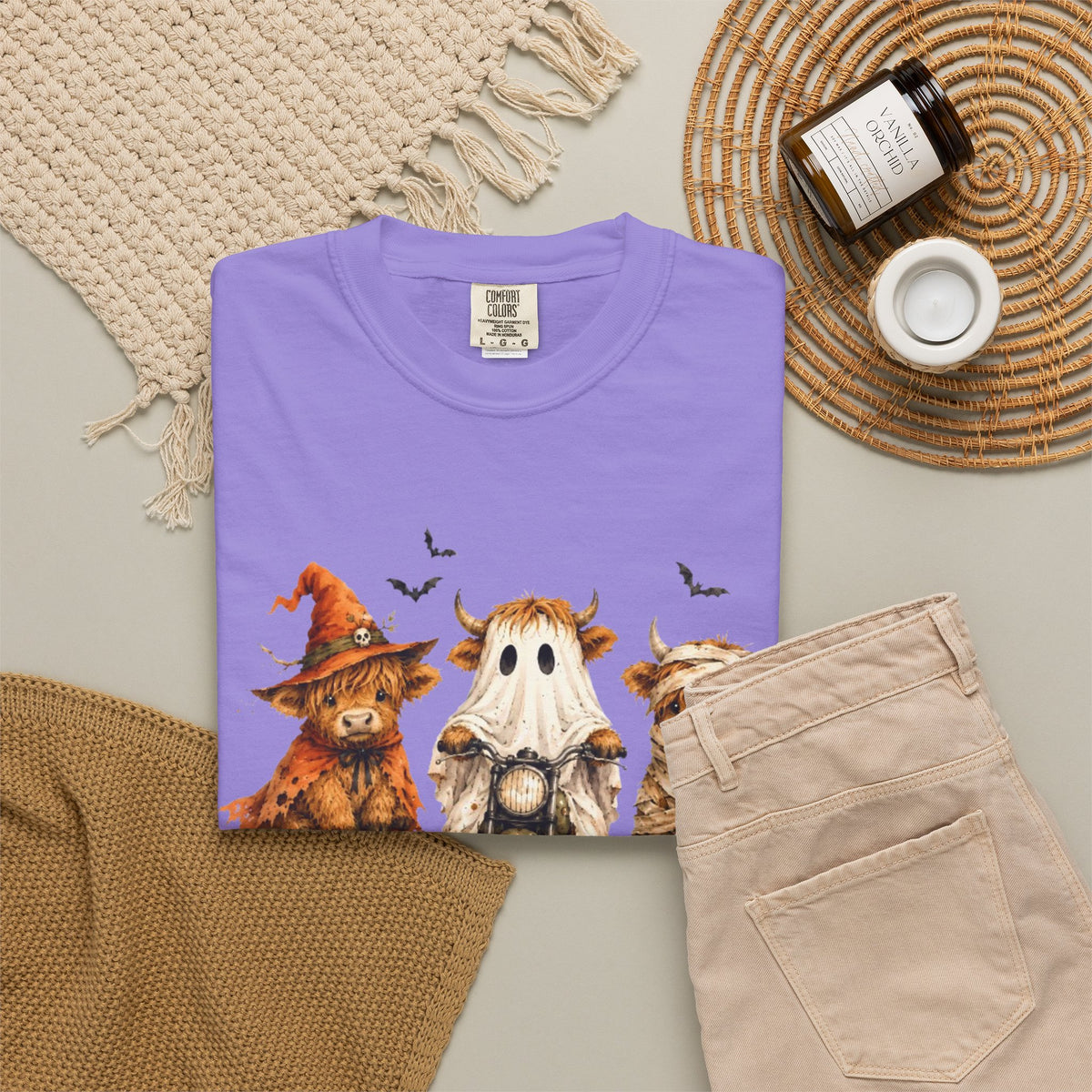 Halloween Pumpkin Cat Ghost T Shirt Cute Spooky Trio Tee