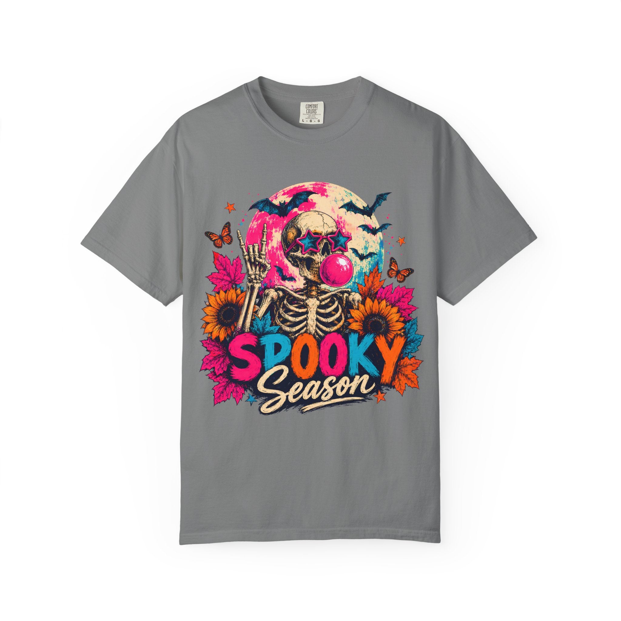 Spooky Season Skull T Shirt Colorful Halloween Skeleton Graphic Tee