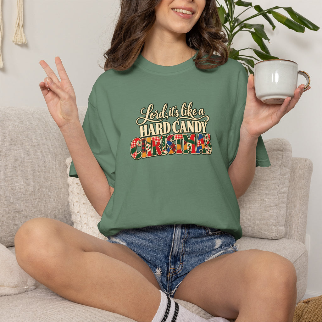 Hard Candy Christmas Shirt, Vintage Patchwork Christmas Tee, Retro Country Holiday Shirt, Coordinating Couple Christmas Shirts
