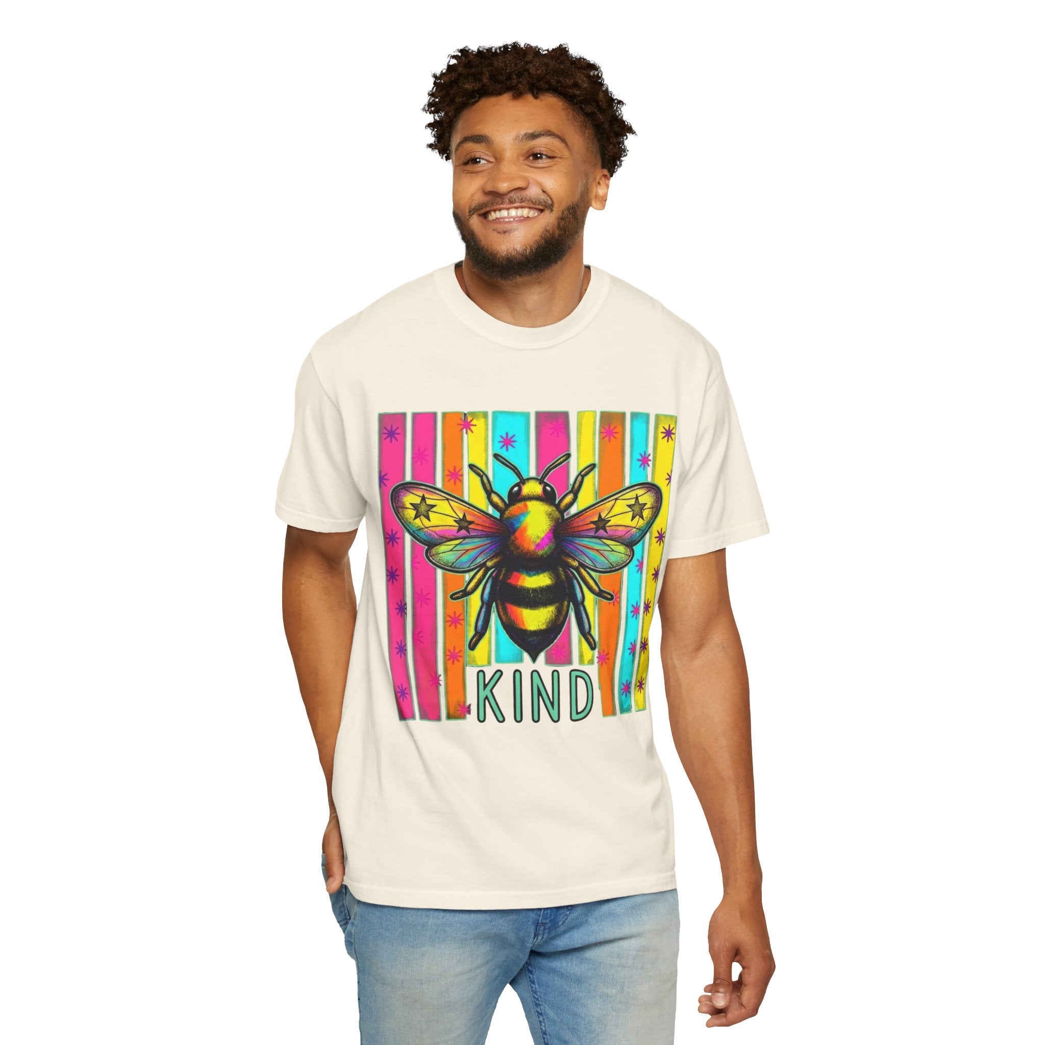 Bee Kind T Shirt Colorful Retro Striped Graphic Tee