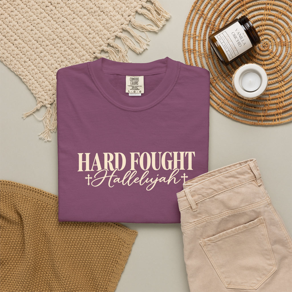 Hard Fought Hallelujah T Shirt Inspirational Christian Graphic Tee