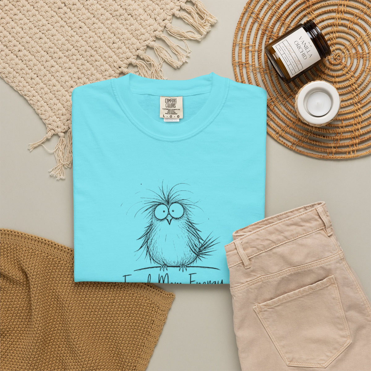 Feral Mom Energy Tee Shirt Cute Fluffy Bird Graphic Tee