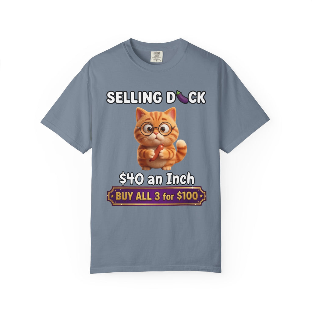 Funny Cat Graphic T-Shirt  Selling D ck Novelty Tee with Cute Kitten 40 an Inch Slogan