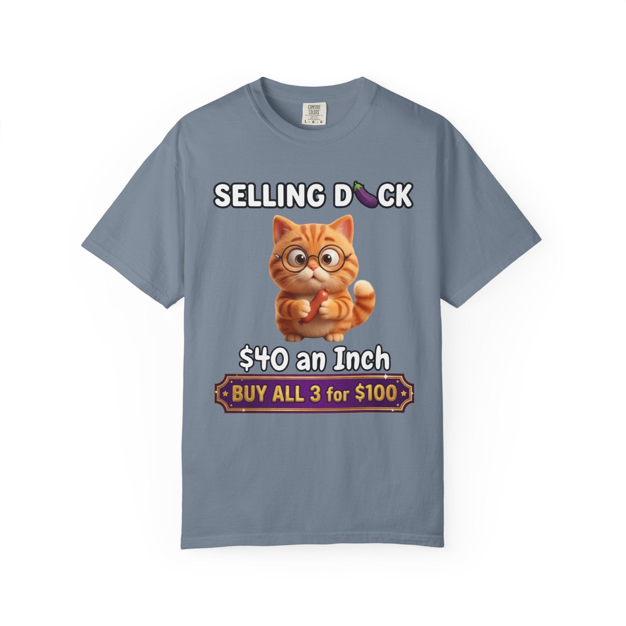 Funny Cat Graphic T-Shirt  Selling D ck Novelty Tee with Cute Kitten 40 an Inch Slogan