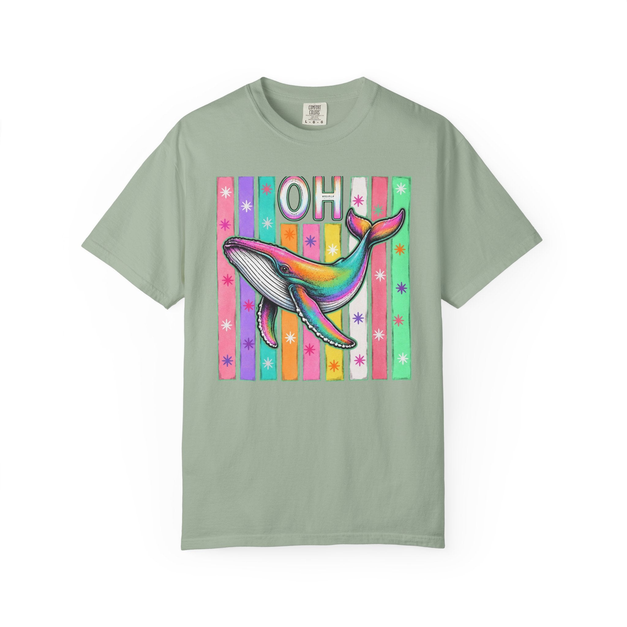 Oh Rainbow Whale T Shirt Retro Striped Graphic Tee