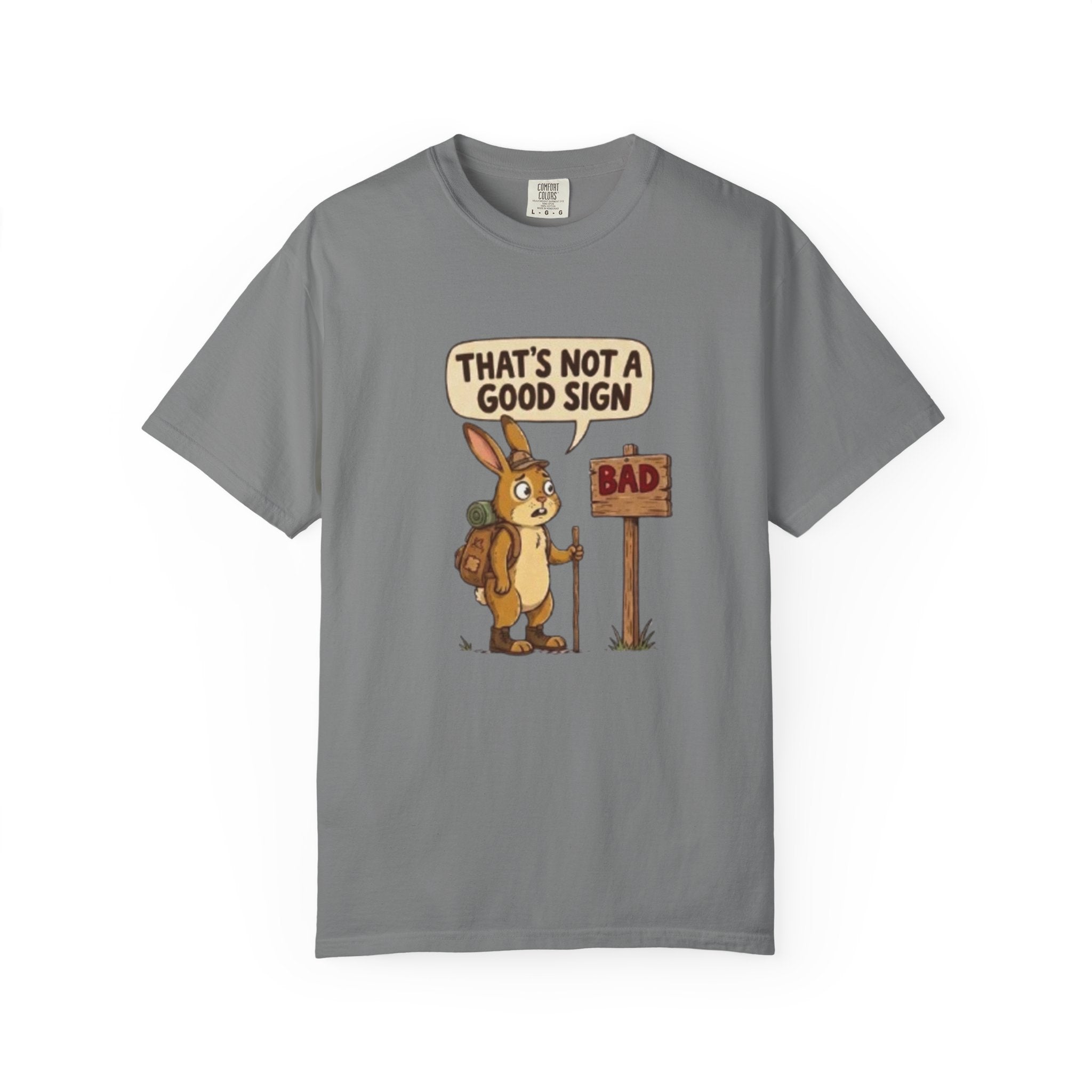 Funny Rabbit T Shirt That’s Not a Good Sign Hiking Bunny Graphic Tee