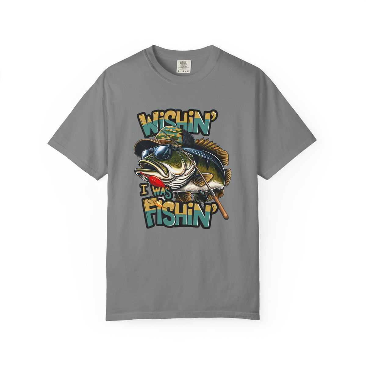 Fishing Graphic T Shirt Wishin Was Fishin Vintage Bass Tee