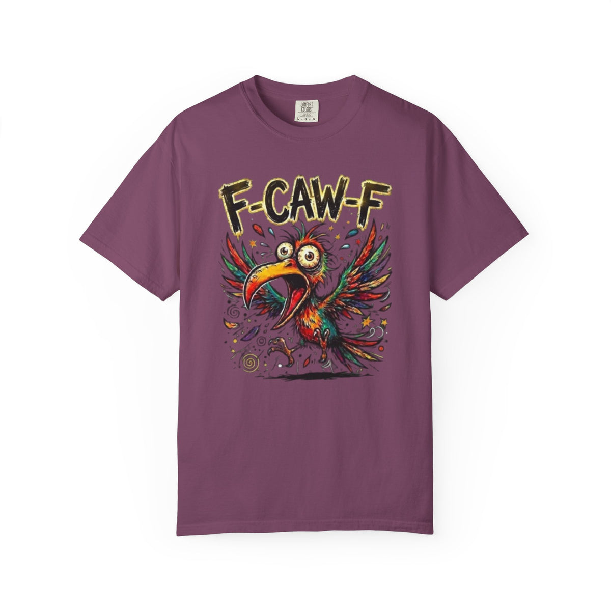 F-CAW-F Cartoon Parrot T-Shirt Colorful Tropical Bird Graphic Tee