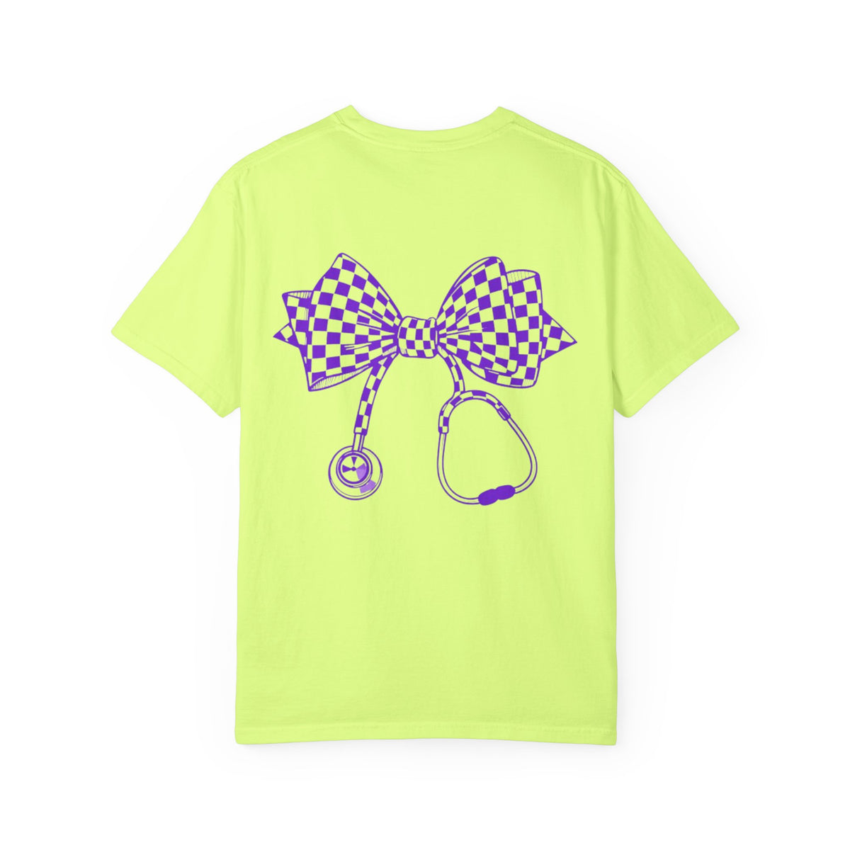 Nurse Stethoscope Bow T Shirt Checkered Medical Ribbon Tee