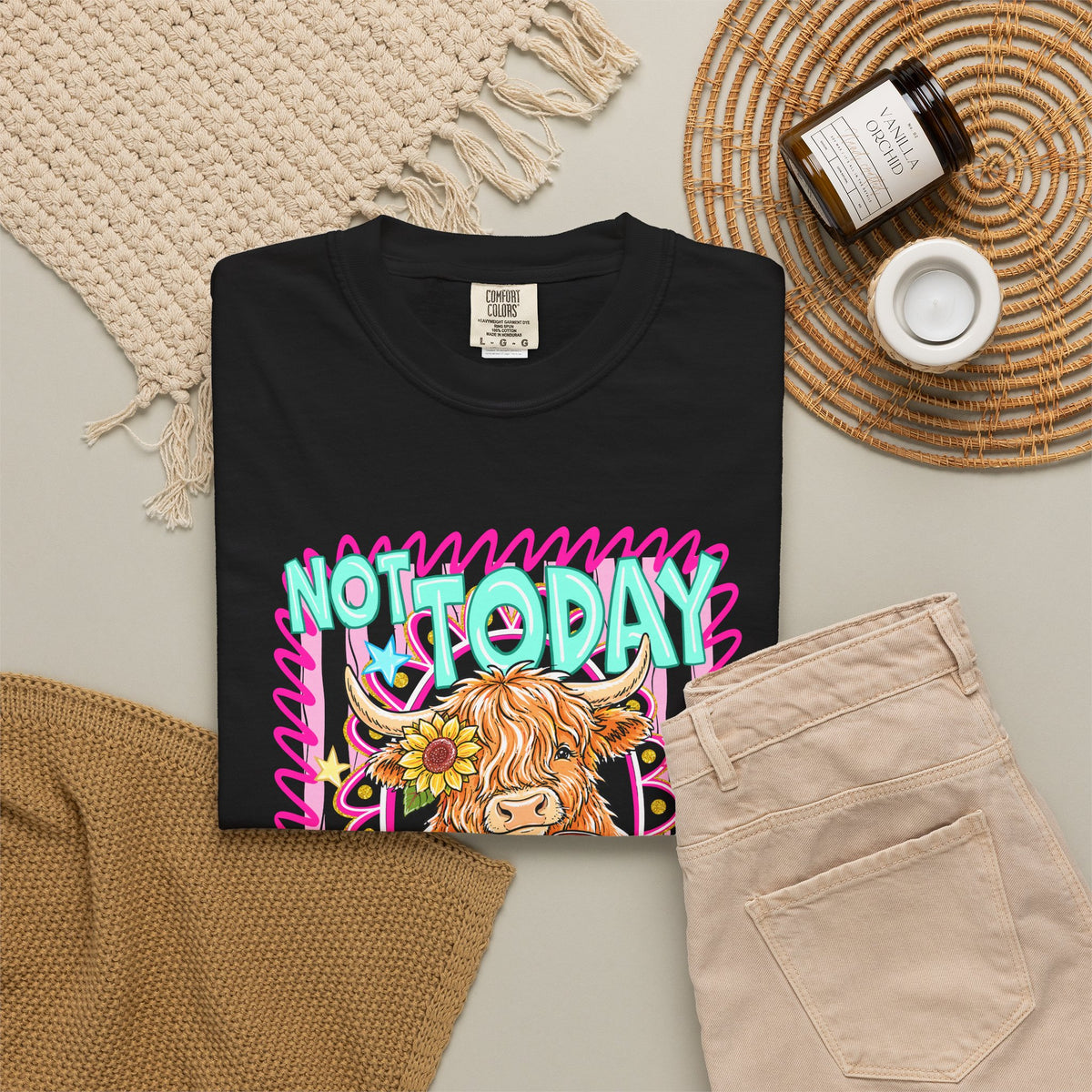 Not Today Heifer T Shirt Cute Highland Cow Graphic Tee