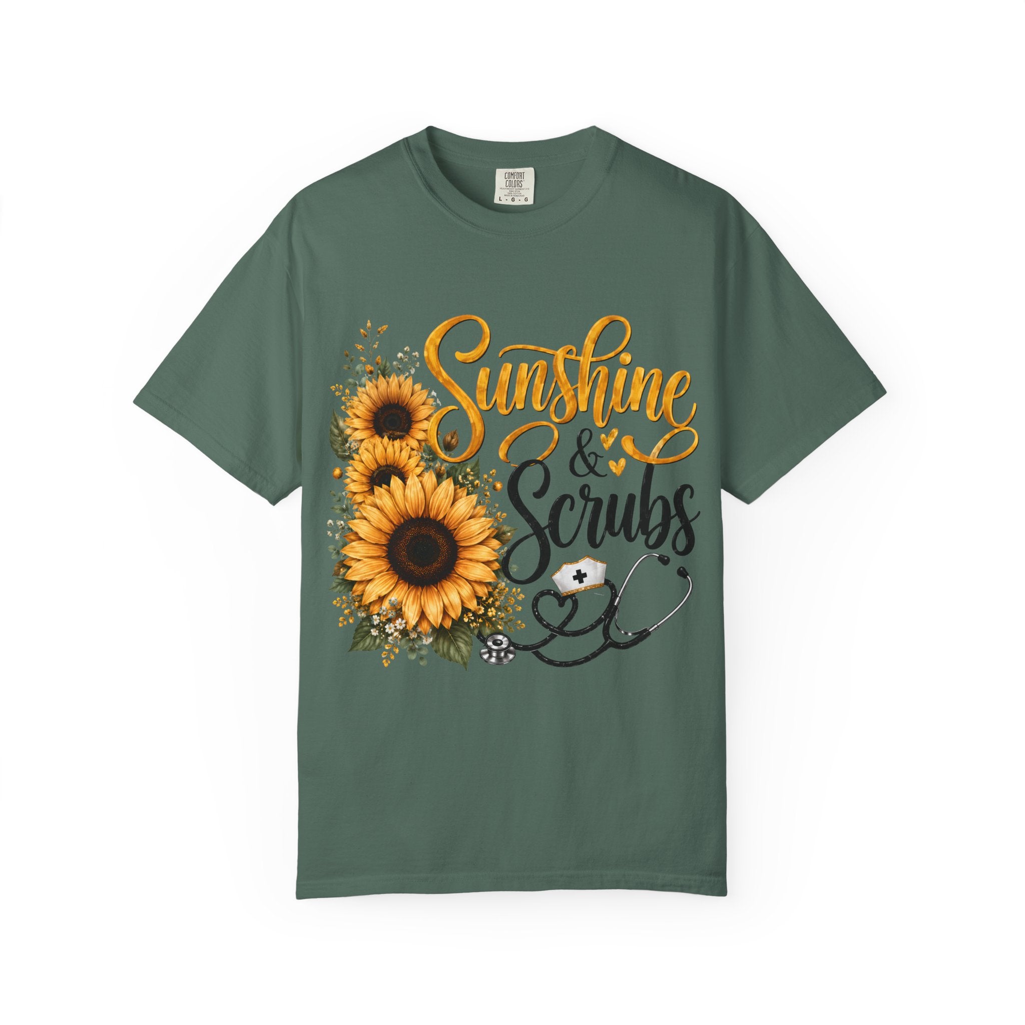 Sunshine and Scrubs Sunflower Nurse T Shirt