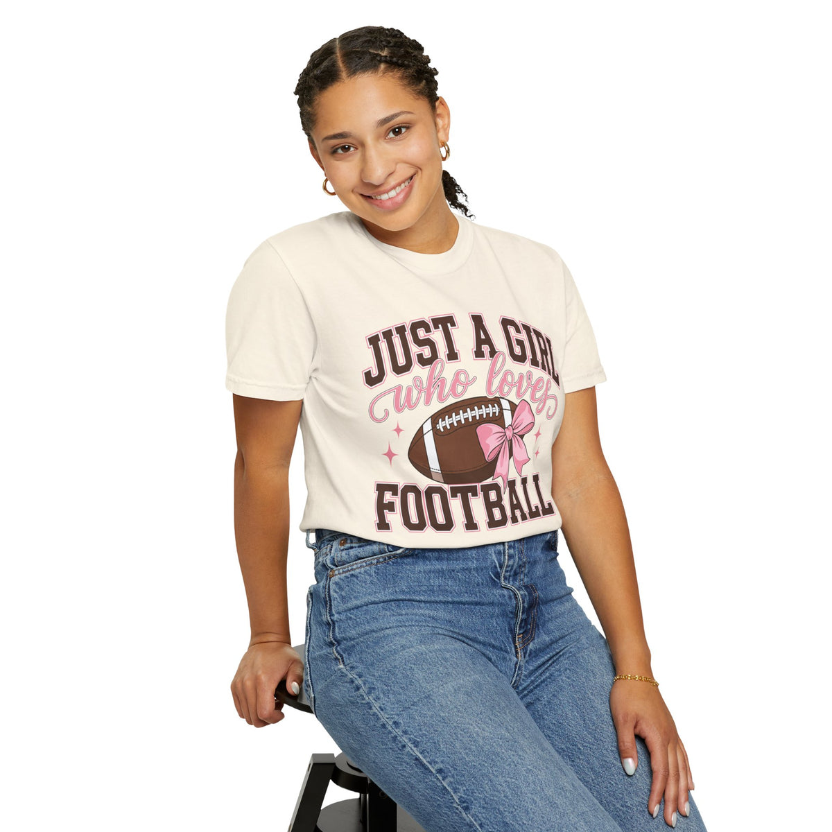 Just A Girl Who Loves Football T Shirt Pink Bow Football Tee