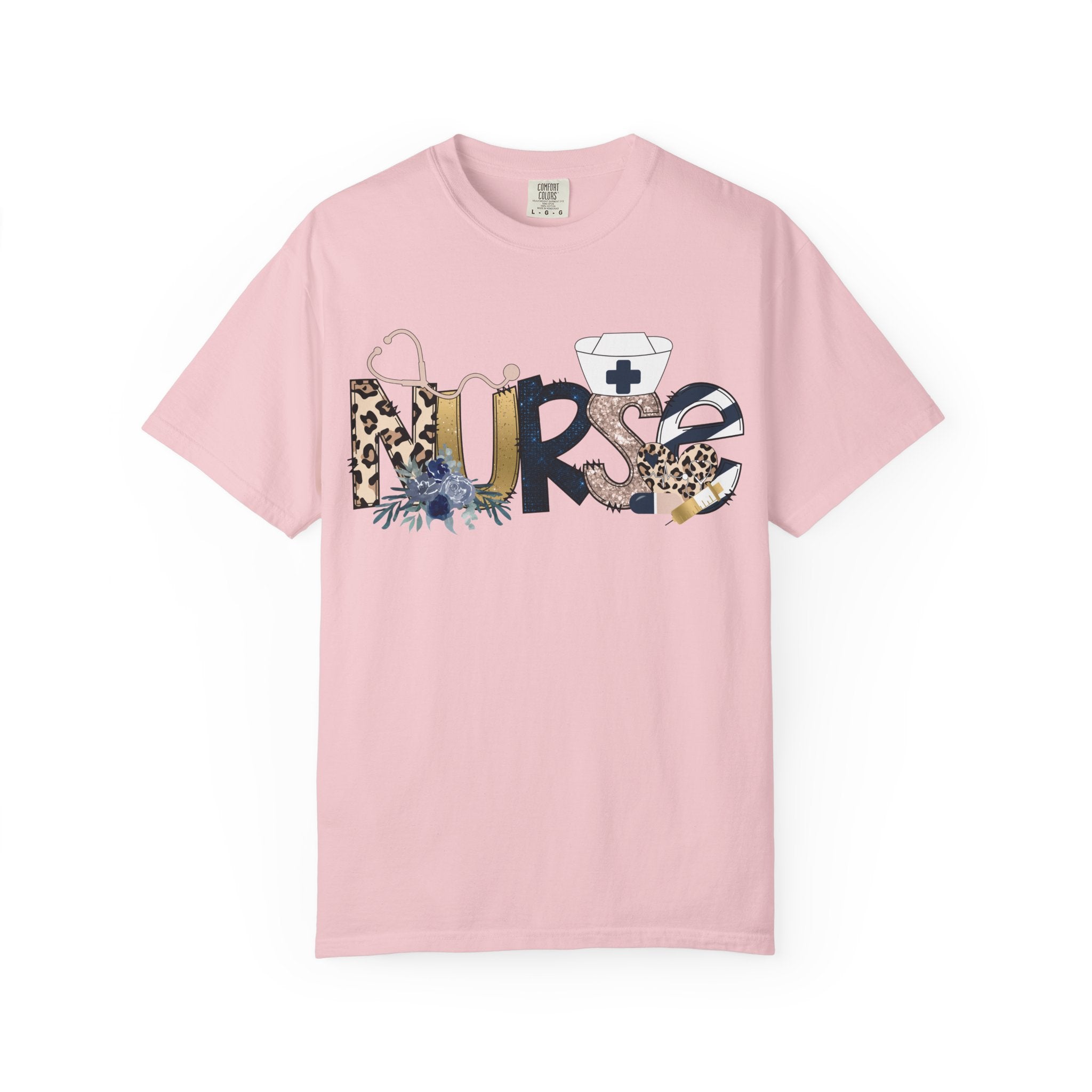 Nurse Floral Leopard Graphic T Shirt