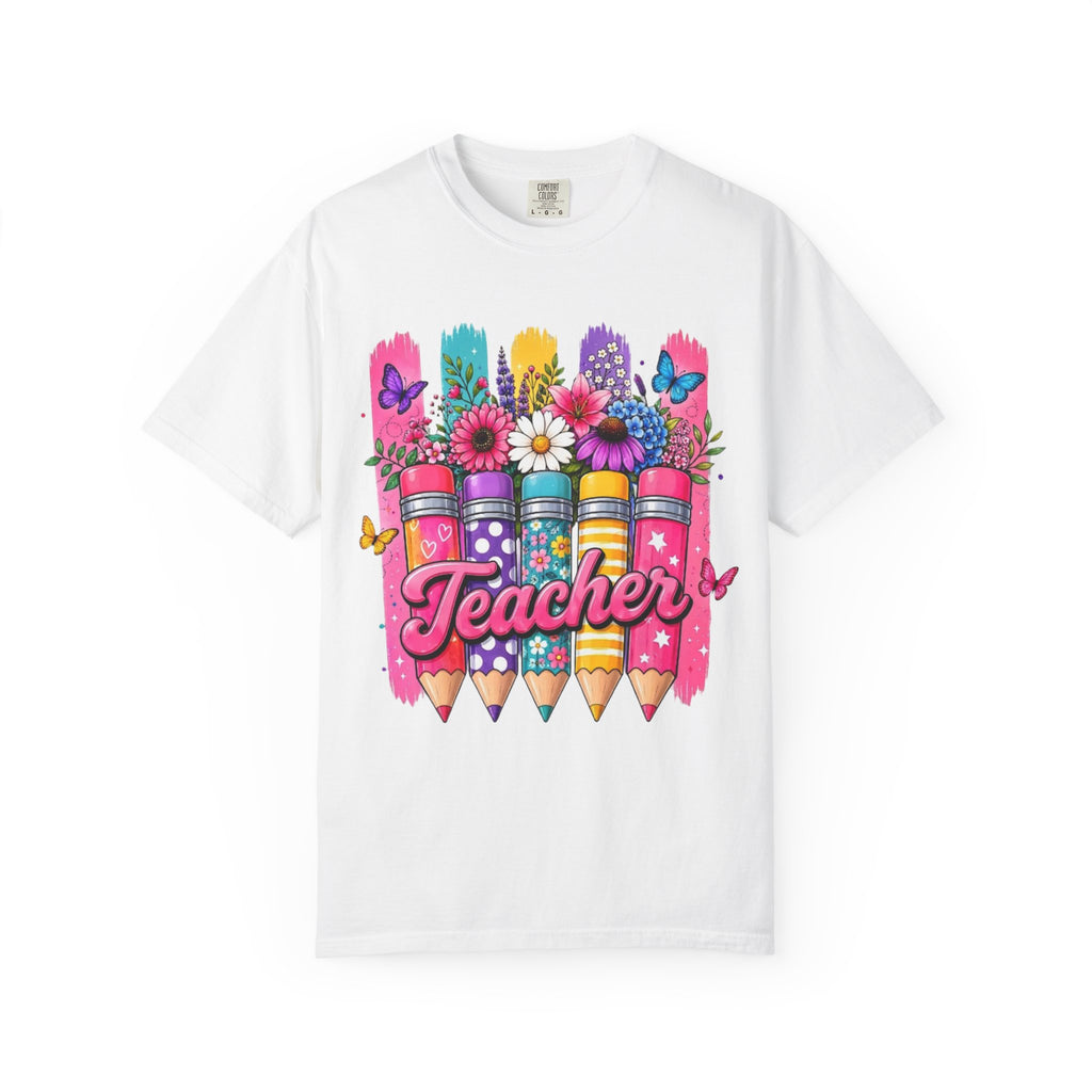 Teacher Pencil Bouquet T Shirt Colorful Floral Back to School Gift