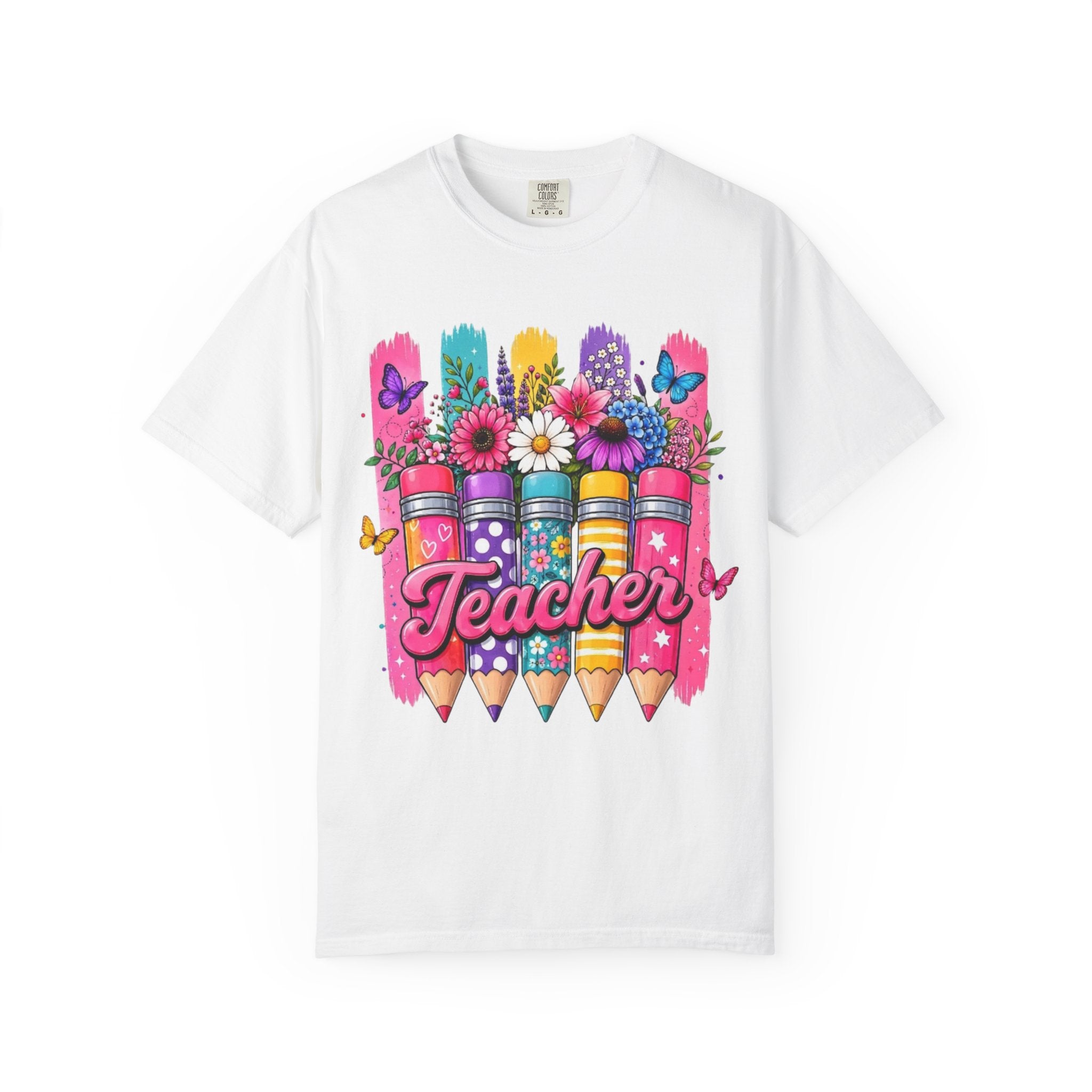 Teacher Pencil Bouquet T Shirt Colorful Floral Back to School Gift