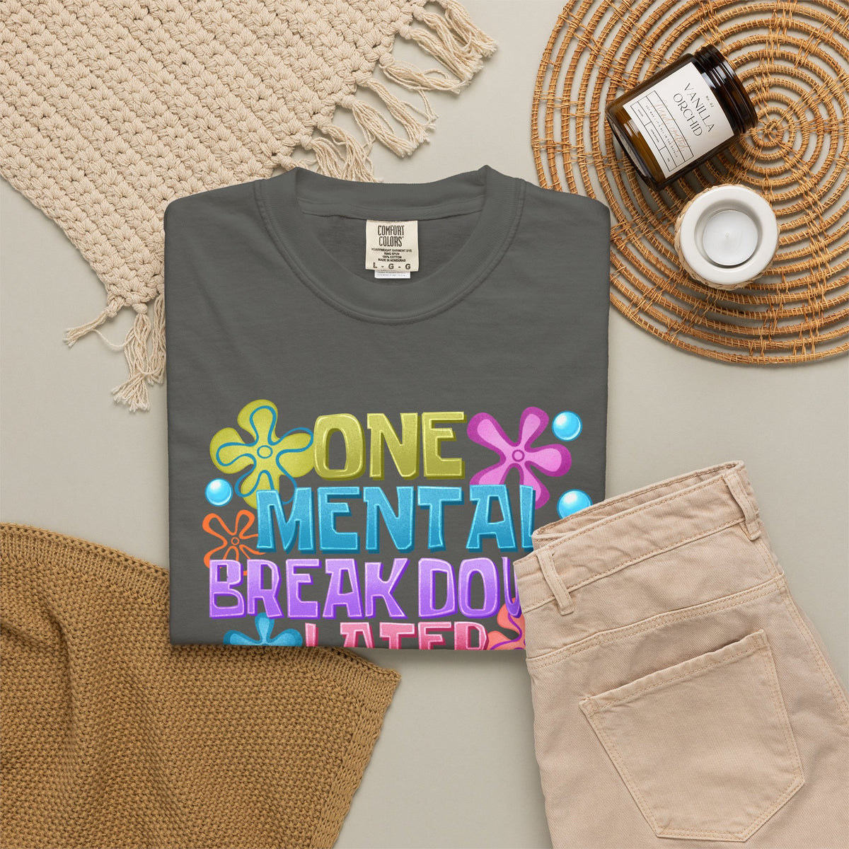 T Shirt One Mental Breakdown Later Colorful Retro Graphic Tee