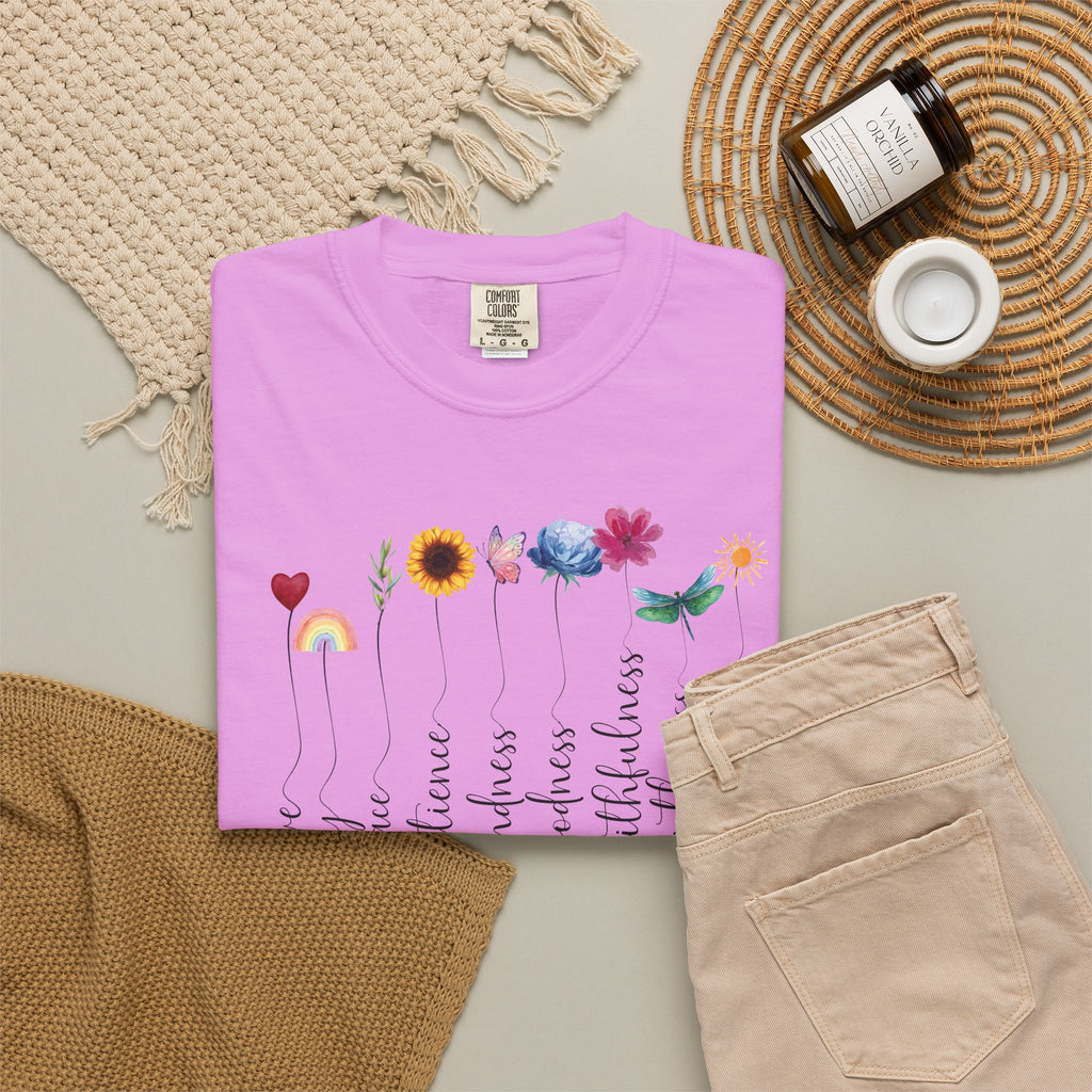 Fruit of the Spirit Floral Tee shirt | Galatians 5:22 Scripture Tee