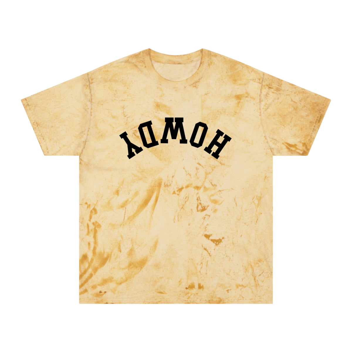 Tie-Dye Howdy Tee Shirt Vintage Yellow Marble Graphic Tee