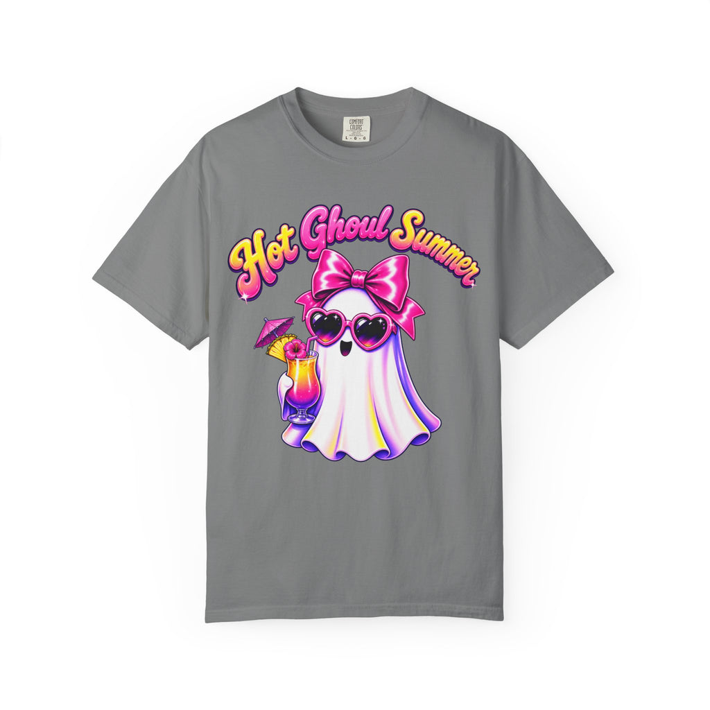 Hot Ghoul Summer T Shirt Cute Retro Ghost Tee with Sunglasses and Cocktail