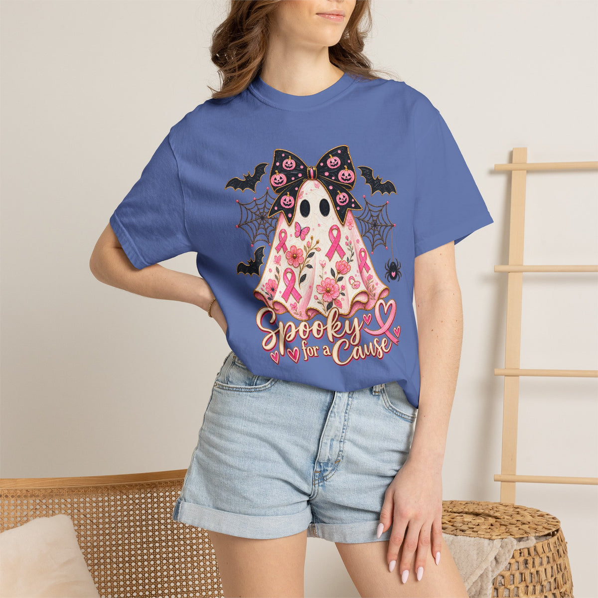 Pink Ribbon Ghost T shirt | Halloween Breast Cancer Awareness