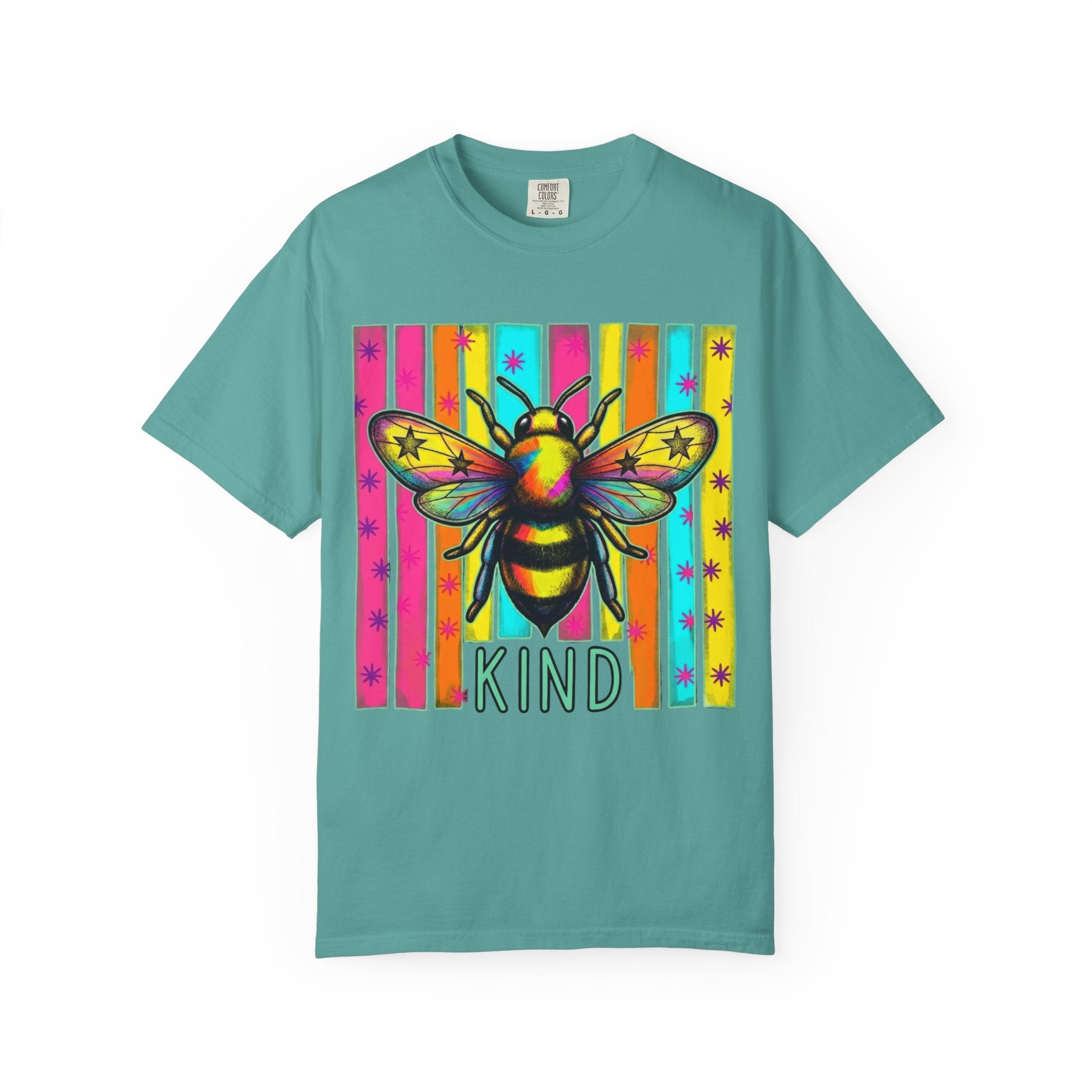 Bee Kind T Shirt Colorful Retro Striped Graphic Tee