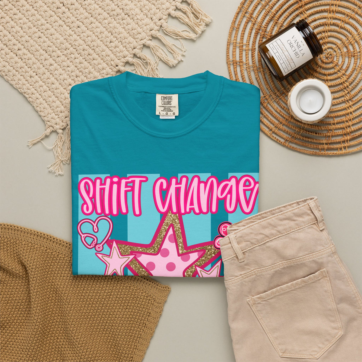 Shift Change Hallelujah T Shirt Cute Pink Star Nurse Worker Tee