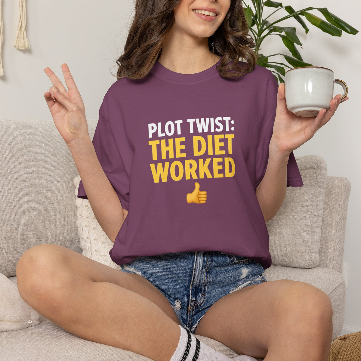 T Shirt The Diet Worked Funny Thumbs-Up Graphic Tee