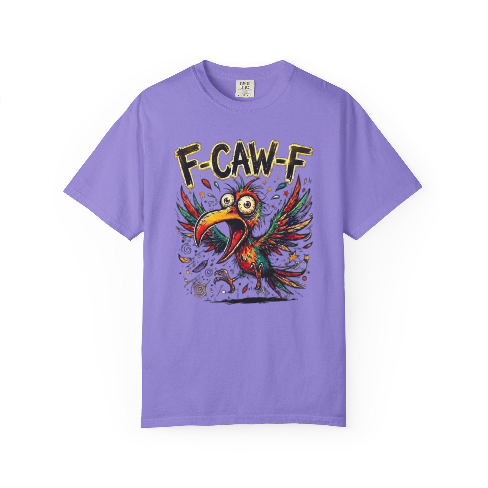 F-CAW-F Cartoon Parrot T-Shirt Colorful Tropical Bird Graphic Tee