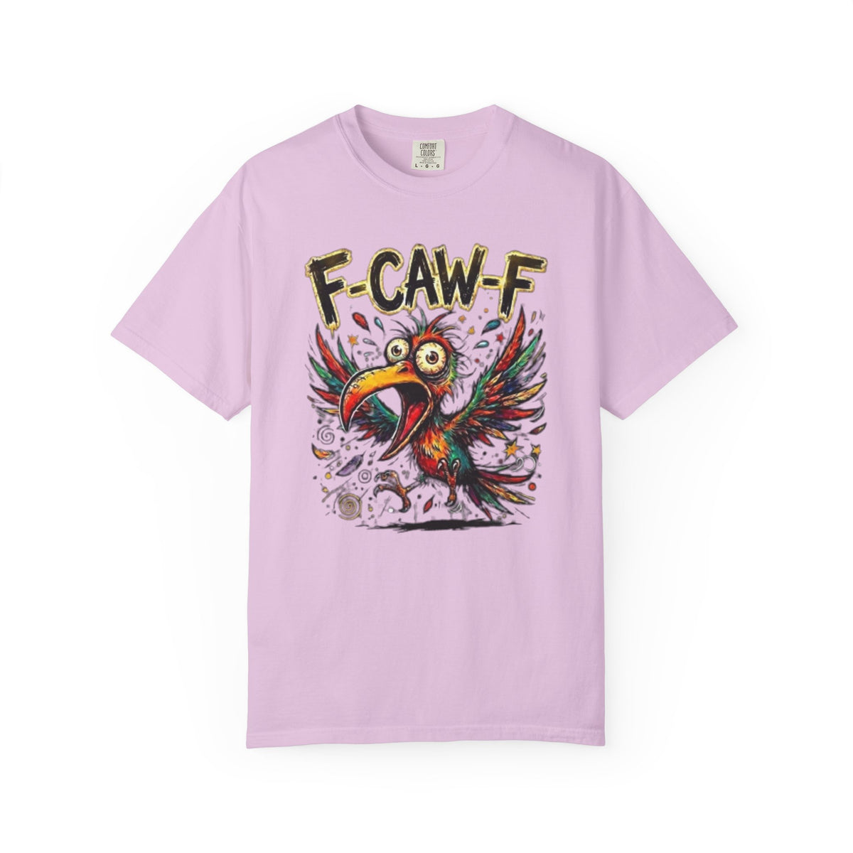F-CAW-F Cartoon Parrot T-Shirt Colorful Tropical Bird Graphic Tee