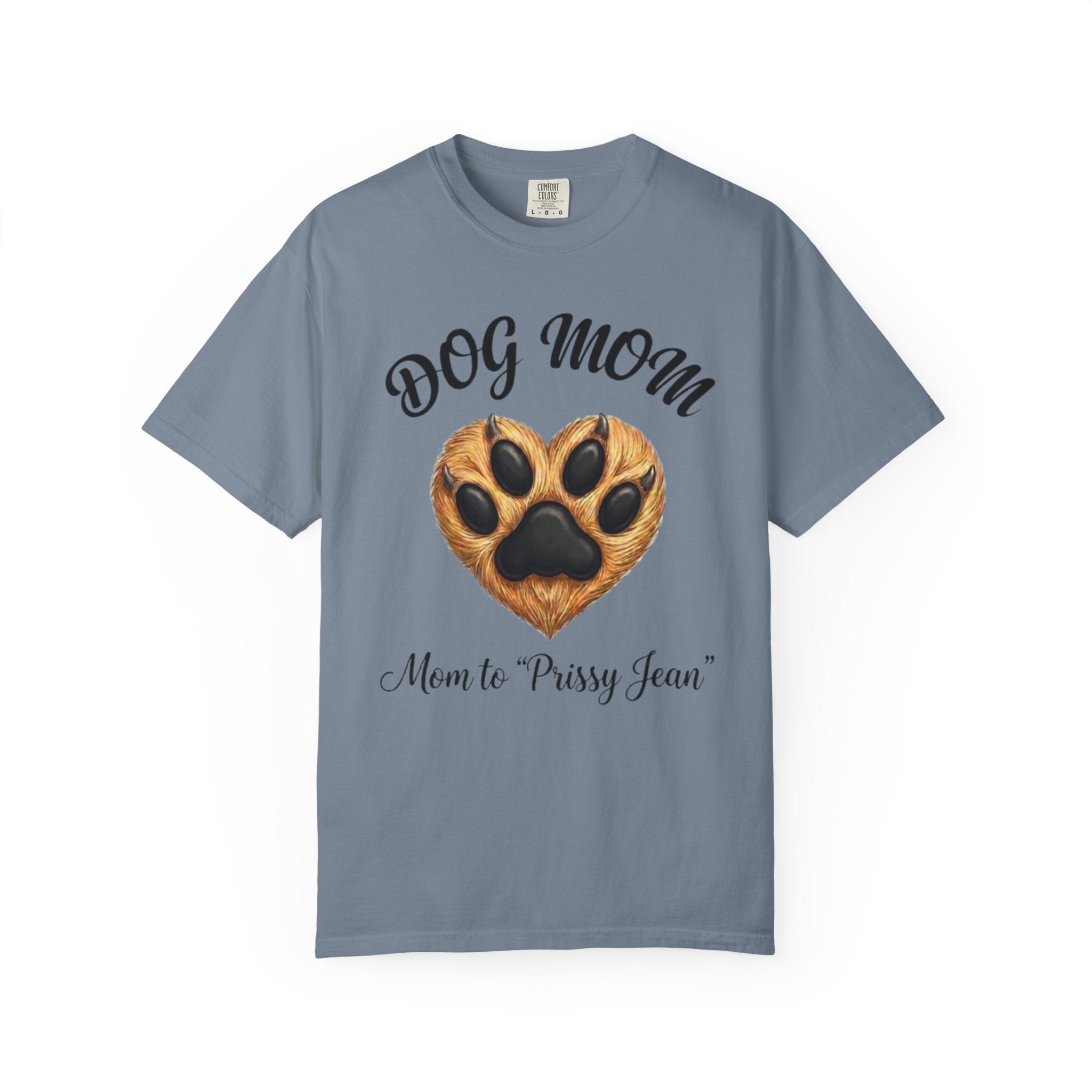 Dog Mom T-Shirt Heart Paw Print Mom to your DOGS name Pet Lover Tee