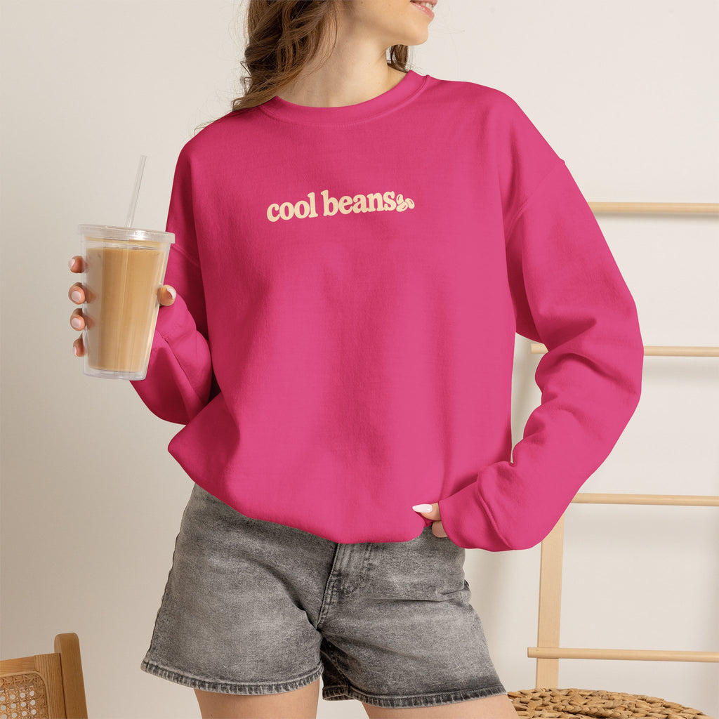 cool beans text Crewneck Sweatshirt | minimalist typography, black sweatshirt