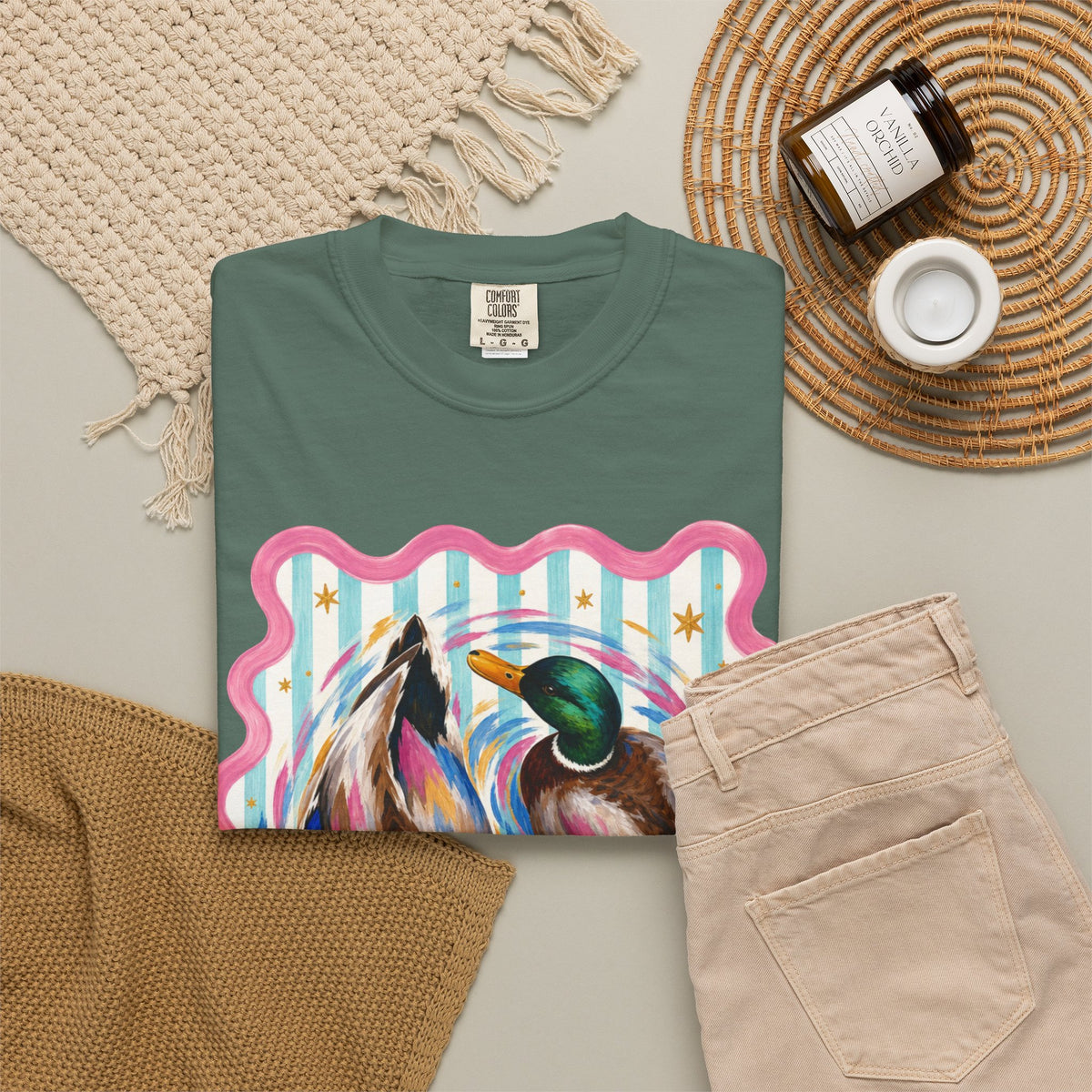 Mallard Duck Art T Shirt Colorful Paired Ducks Graphic Tee