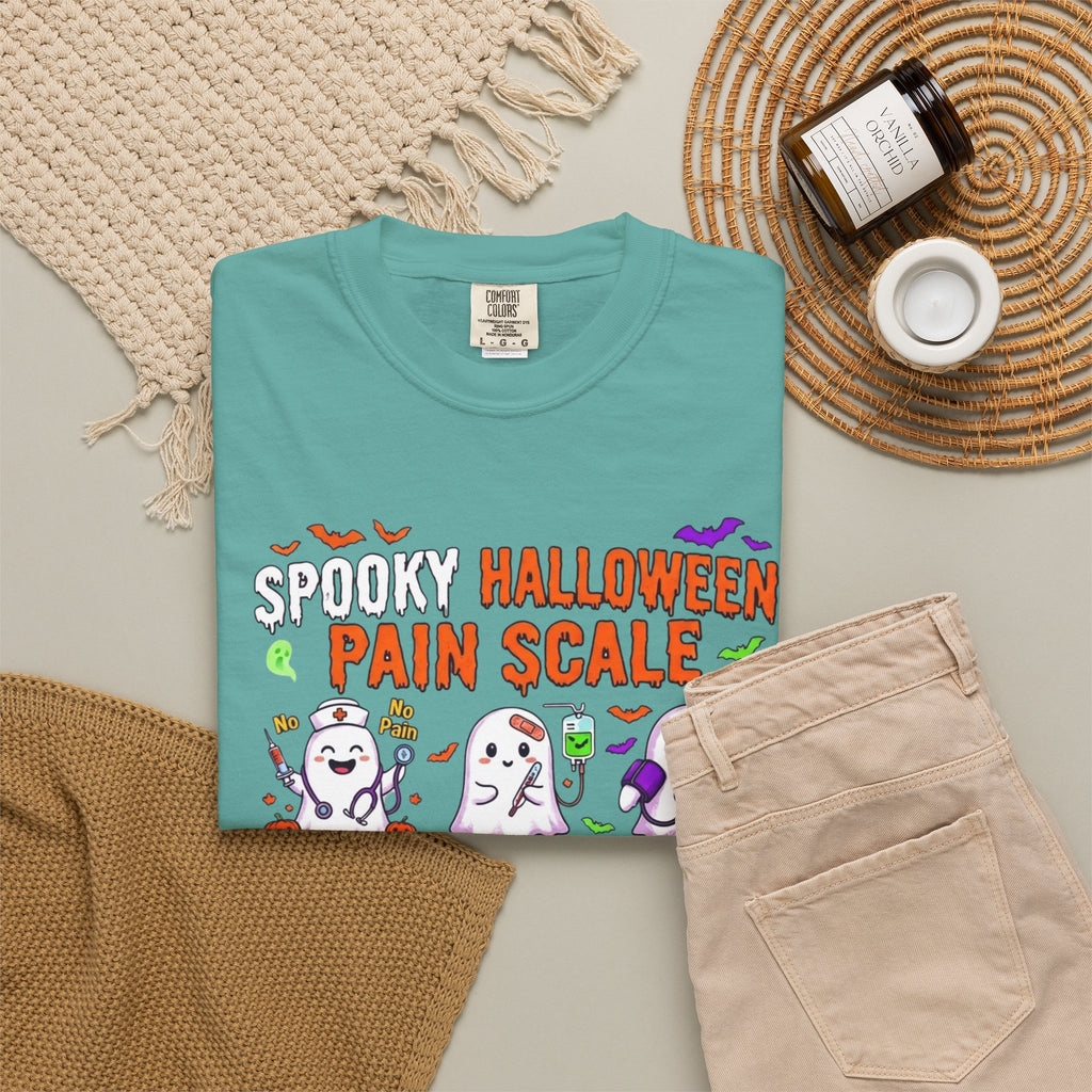 Halloween Ghost Pain Scale T-Shirt Spooky Halloween Pain Scale Nurse Funny Tee