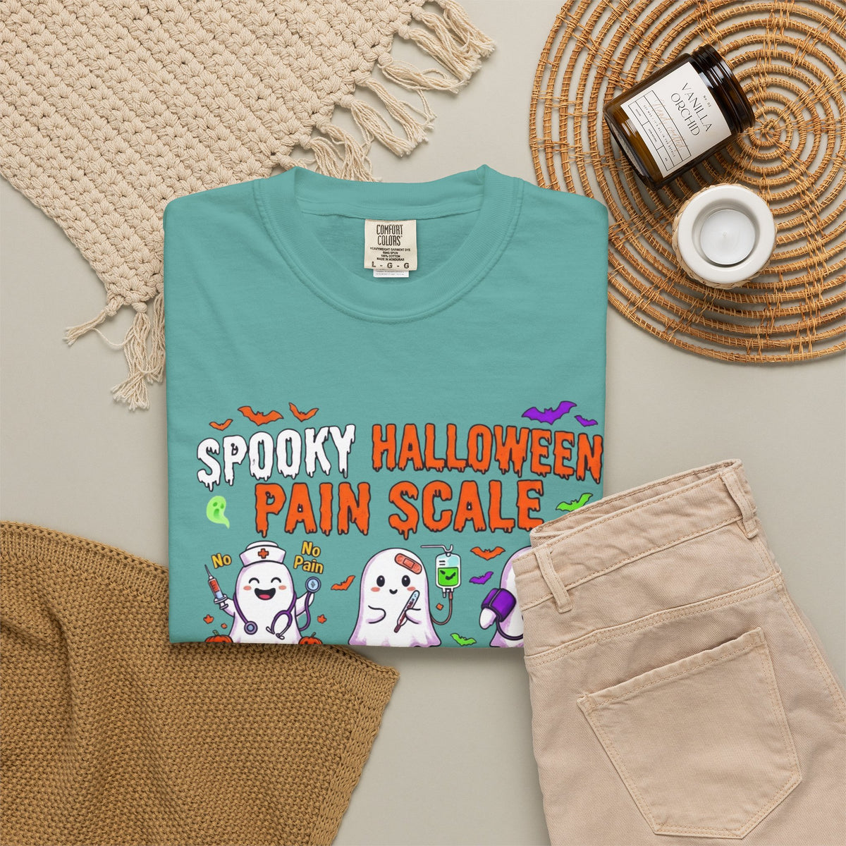 Halloween Ghost Pain Scale T-Shirt Spooky Halloween Pain Scale Nurse Funny Tee