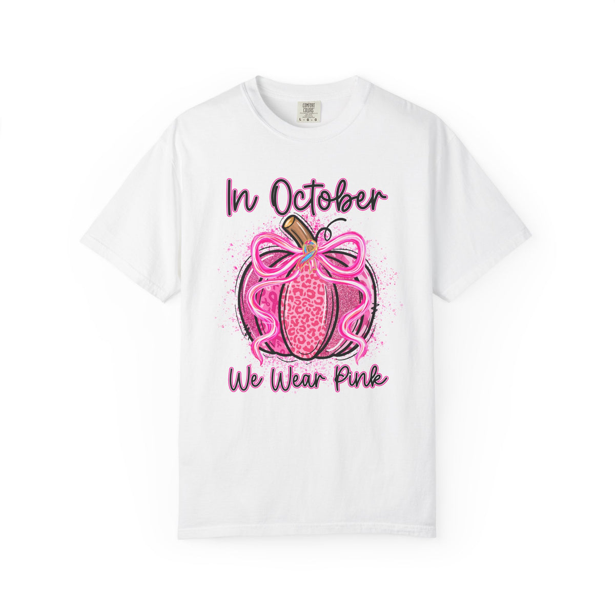 Breast Cancer Awareness Tee Shirt In October We Wear Pink Pumpkin Design