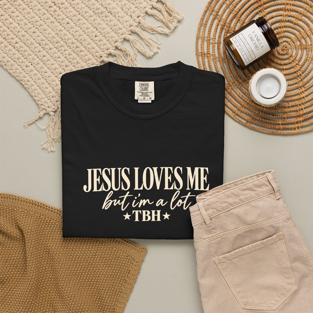Christian Graphic T Shirt Jesus Loves Me but Im a Lit TBH