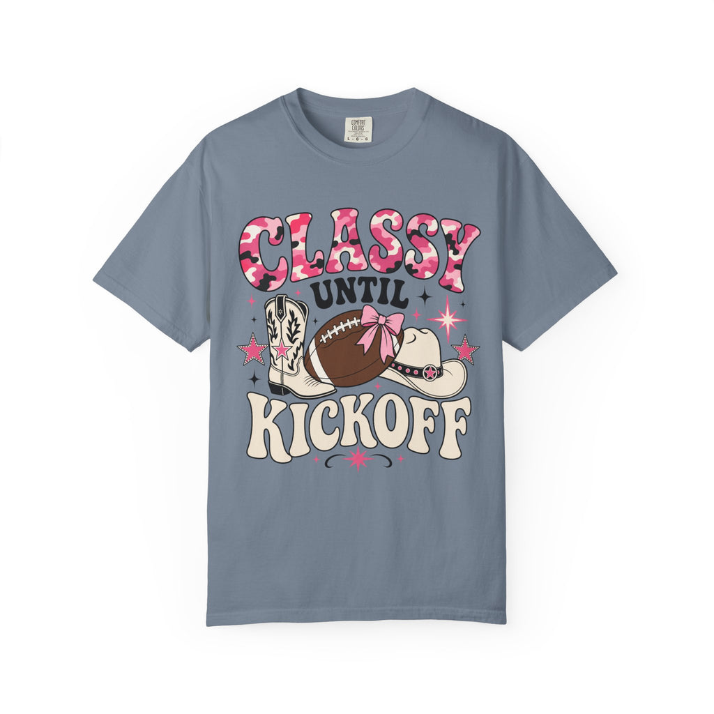 Classy Until Kickoff Football T Shirt Retro Cowgirl Game Day Tee