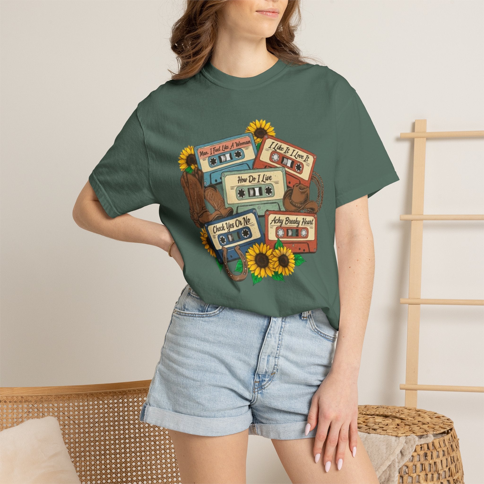 Cassette Mix T Shirt Retro Sunflower Tape Design