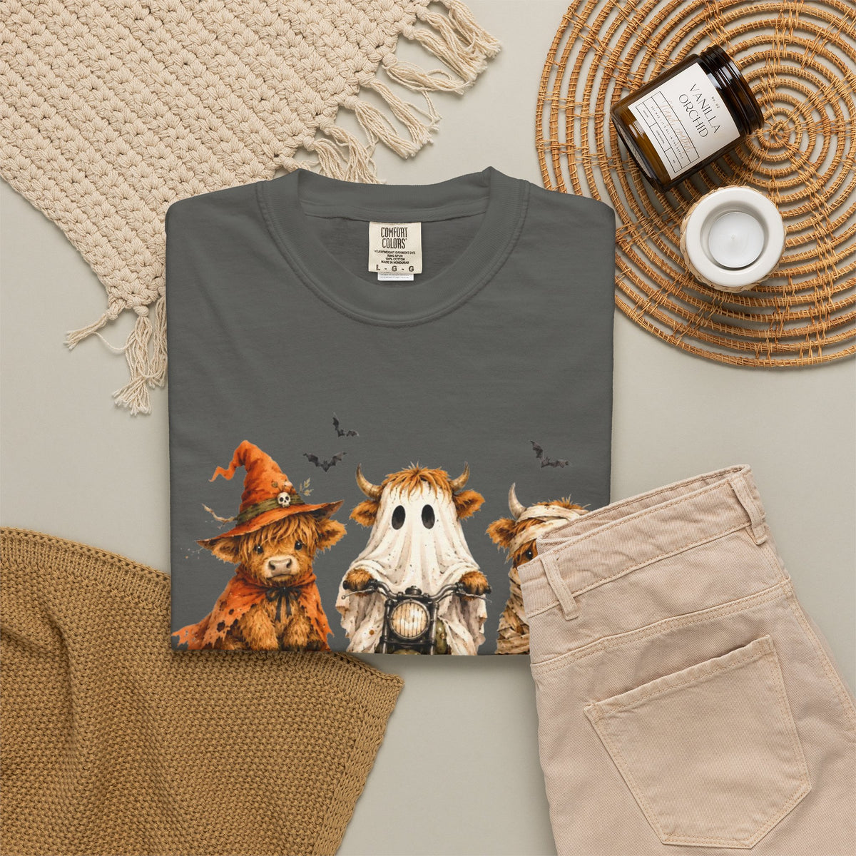 Halloween Pumpkin Cat Ghost T Shirt Cute Spooky Trio Tee