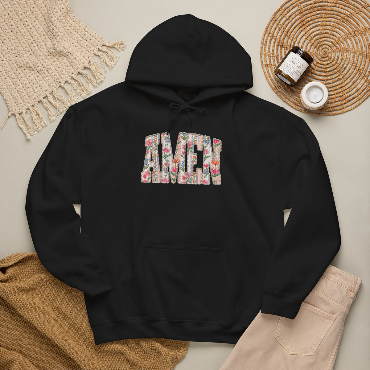 Floral AMEN Hoodie, Christian Faith Sweatshirt, Colorful Floral Religious Hoodie, Inspirational Christian Gift for Women